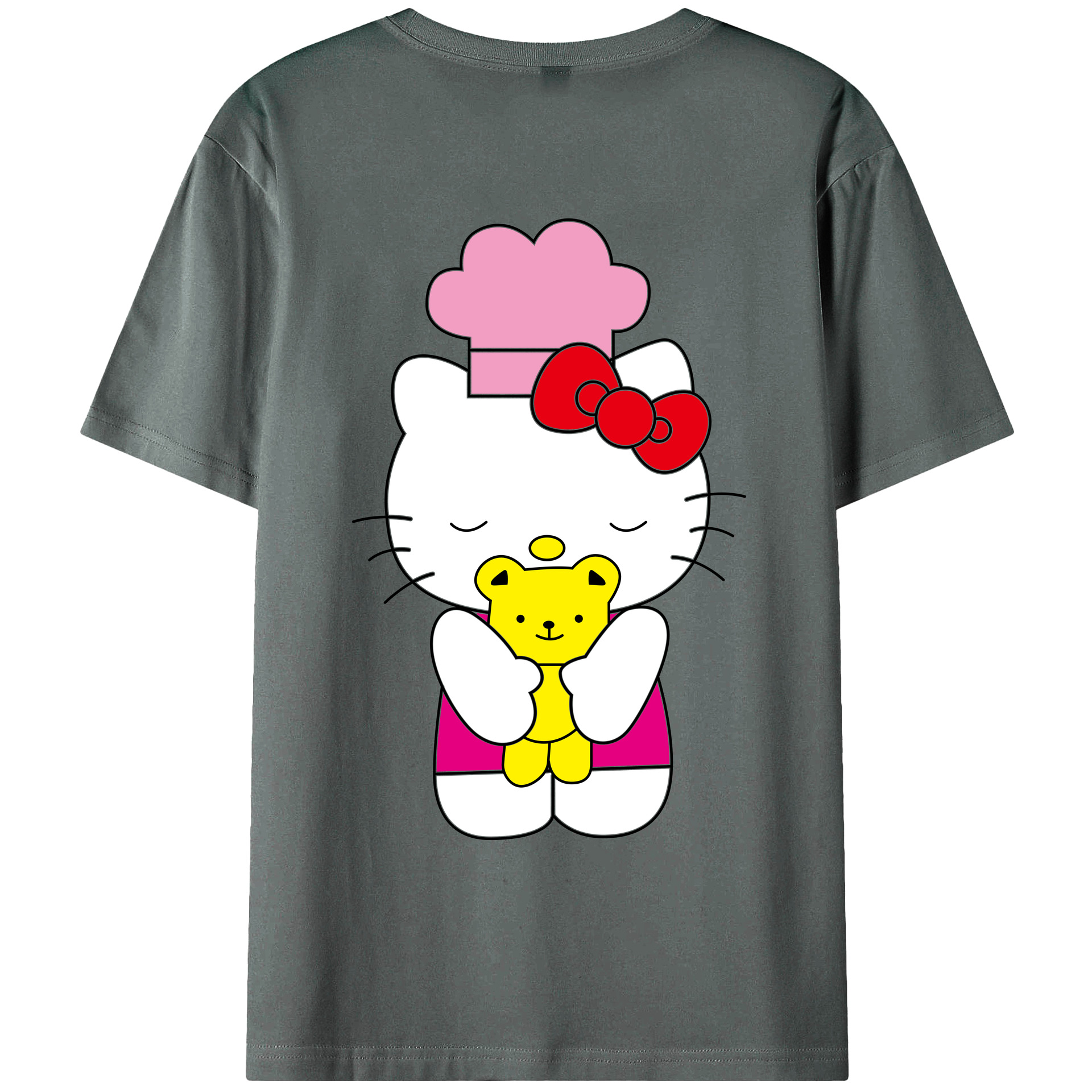 （画像用） Hello Kitty ハローキティ 綿100％ メンズ半袖Tシャツ（バックプリント） 通気性